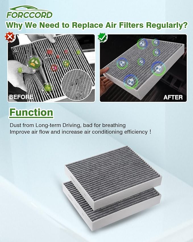 Cabin&Engine Air Filter Fit for Ford Explorer 2026 2025-2020 2.3/3.0L Activated Carbon Cabin Filter Replacement FA1884 7T4Z9601A FP89 JX6Z9601A