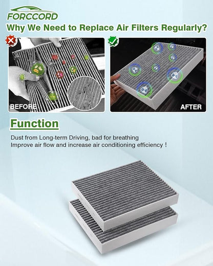 Cabin&Engine Air Filter Fit for Ford Explorer 2026 2025-2020 2.3/3.0L Activated Carbon Cabin Filter Replacement FA1884 7T4Z9601A FP89 JX6Z9601A
