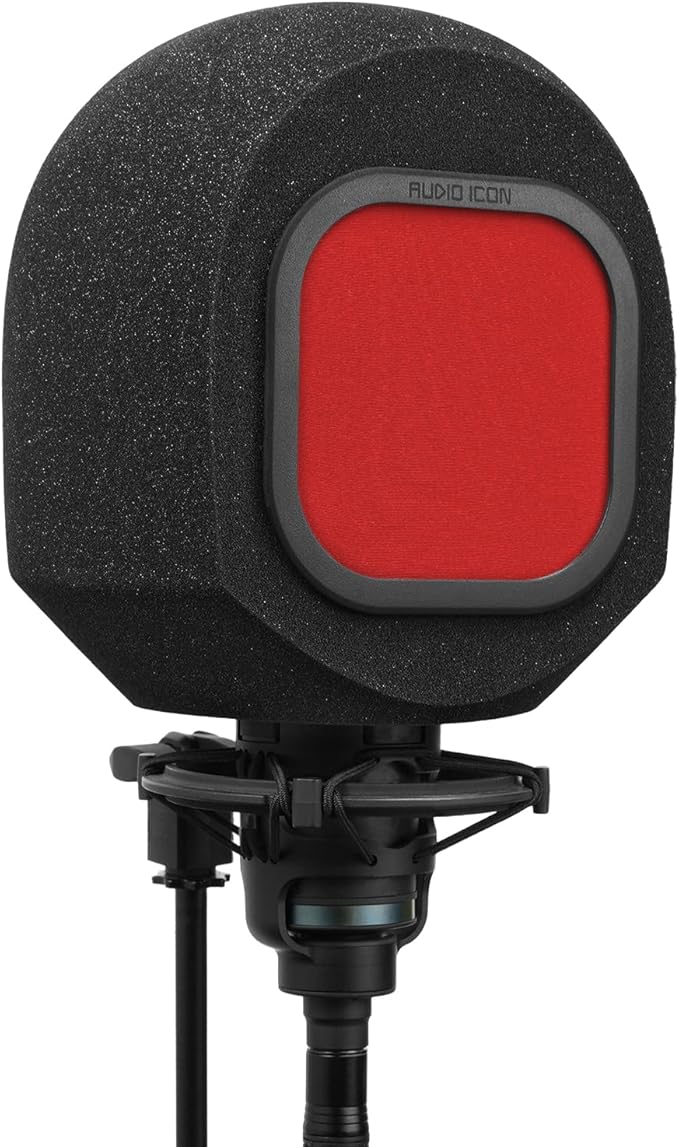 Soundbox Vocal Recording Isolation Booth | Portable Microphone Shield, Pop Filter for Studio-Quality Sound for Singing, Podcasting, Acoustic High-Density Foam Ball, Mic Soundproof Box (Fire Red)