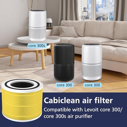 Core 300 Pet Care Replacement Filter, Compatible with LEVOIT Core 300/300S Air Purifier, 3-in-1 H13 Grade, True HEPA Replacement Filter, Compare to Part No. Core 300-RF-PA, Yellow, 2 Pack