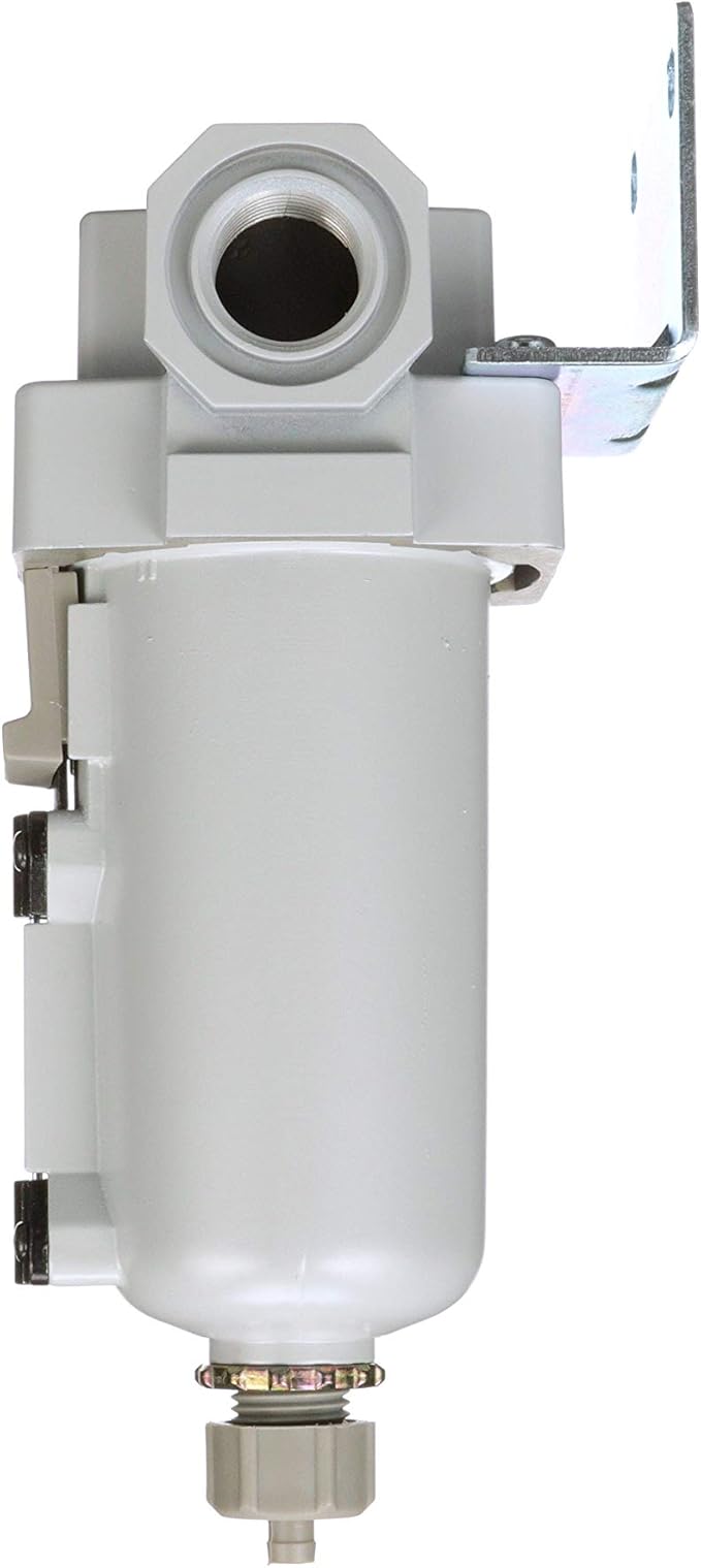 PneumaticPlus SAFD400-N04B-MEP Compressed Air Coalescing Filter, 0.01 Micron 1/2" NPT - Metal Bowl, Manual Drain, Bracket
