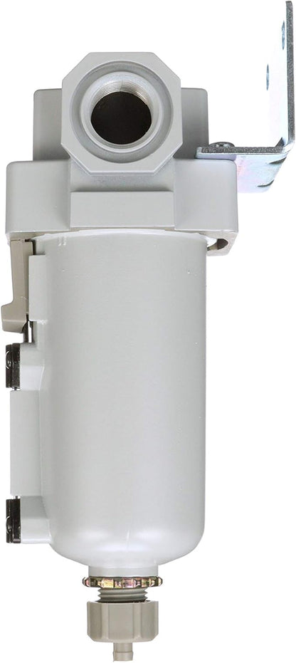 PneumaticPlus SAFD400-N04B-MEP Compressed Air Coalescing Filter, 0.01 Micron 1/2" NPT - Metal Bowl, Manual Drain, Bracket