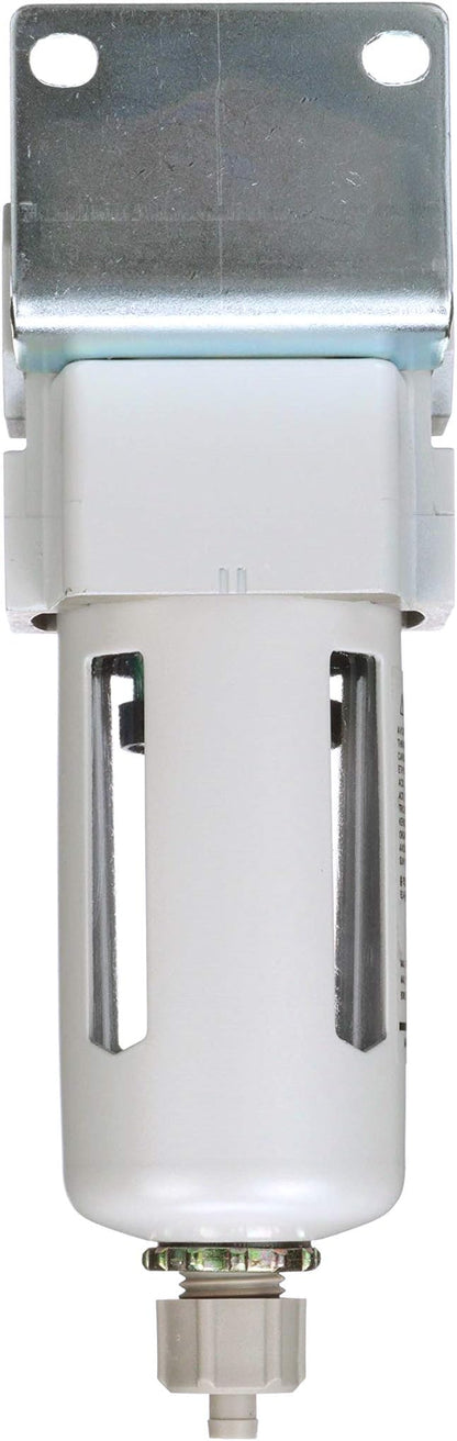 PneumaticPlus SAFD300-N03B Compressed Air Coalescing Filter, 0.01 Micron 3/8" NPT - Poly Bowl, Manual Drain, Bracket