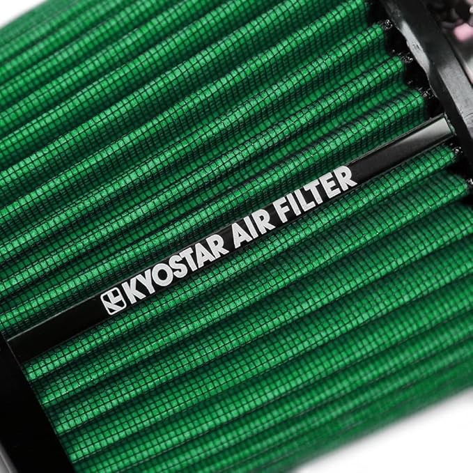 KYOSTAR Universal 3" (76mm) High-Flow Air Filter, Reusable Cone Cold Air Intake, High Performance, Washable, Clamp-On Car High Flow Dry Air Kit, Flange Diameter: 3 Inch, Filter Height: 6.4 Inch, Green