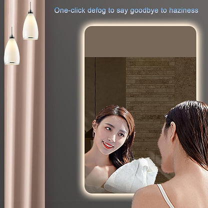 Bathroom Mirror with LED Lights，Bathroom Led Mirror ，LED Mirror for Bathroom，Backlit Bathroom Mirror ，with Touch Sensor/Demister pad，Shatterproof，Adjustable Lights(A,W75*H100cm/W29.5*W39.4IN)