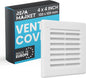 Repa Market 4 x 4 Inch (Outer) White Square Air Vent Cover - Plastic Fresh Air Intake Vent - AC Cover with Nylon Mesh Screen, Wall, Ceiling HVAC Return Air Register, Modern Soffit Vents