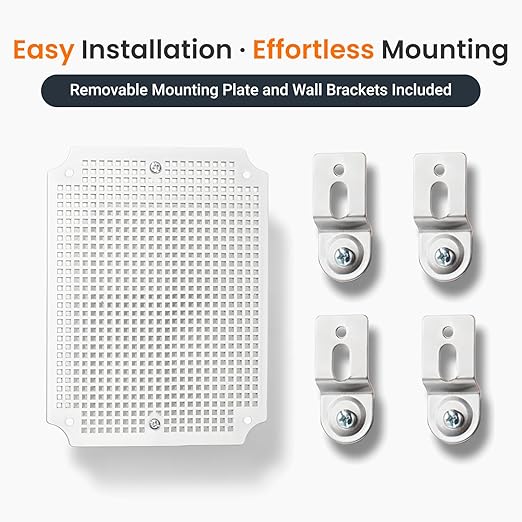 QILIPSU Waterproof Junction Box IP67 Outdoor Plastic Electrical Project Enclosure Weatherproof with Mounting Plate, Wall Brackets, Hinged Grey Cover 8.6"x6.7"x4.3"