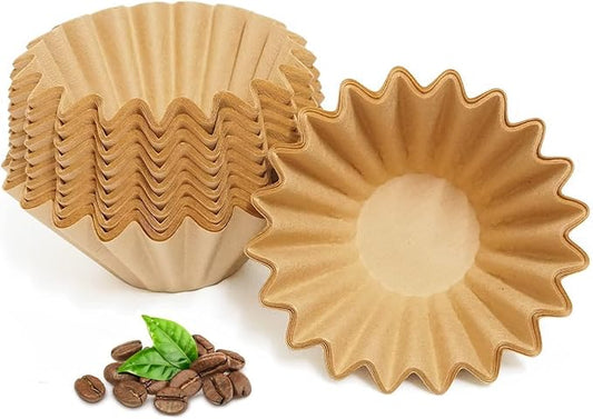 1-2 Cup Brown Coffee Filters, 100 Count Unbleached Basket Coffee Filter Paper for Miniature Mr Coffee, Small Coffee Maker, Single Serve Coffee Pot, Pour Over Coffee Kit