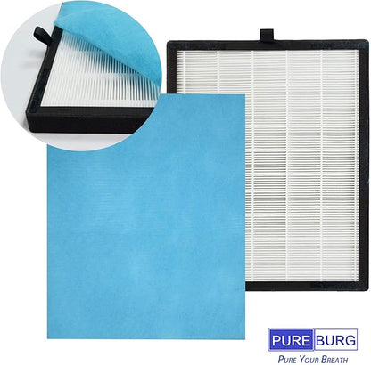 PUREBURG Replacement Filter Set Compatible with KVV & UNbeaten Pets 300 Air Purifiers,2-Pack H13 HEPA 4-Stage Filtration Pre-Filter (washable)