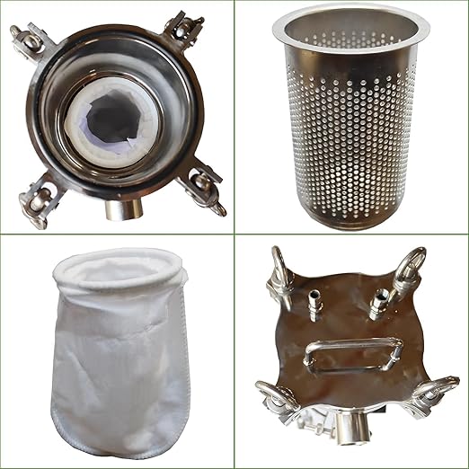 #3 Bag Filter Housing 304 Stainless Steel Filter Solid-Liquid Separation Tool 120PSI Industrial Sock Filter 1" Fnpt in/Out Bag Water Filter Purification Equipment 0.6 SQ FT Filtering Area