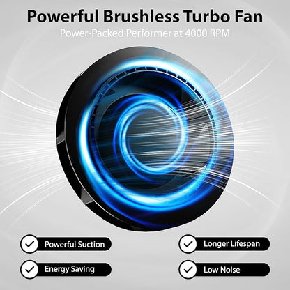 Nail Dust Collector Quiet & Powerful - Compact Dust Collector Nail Tech with Reusable Filter - 8000 RPM Suction Brushless Turbine for Max Dust Suction & Low Noise - For Beginners, Home & Salon