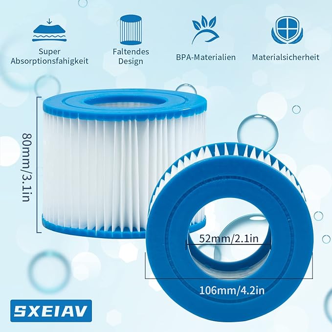 Type vi spa Filter and hot tub Filter Replacement Cartridge for Coleman hot tub Filters, for Inflatable hot tub Filter (6 Pack)