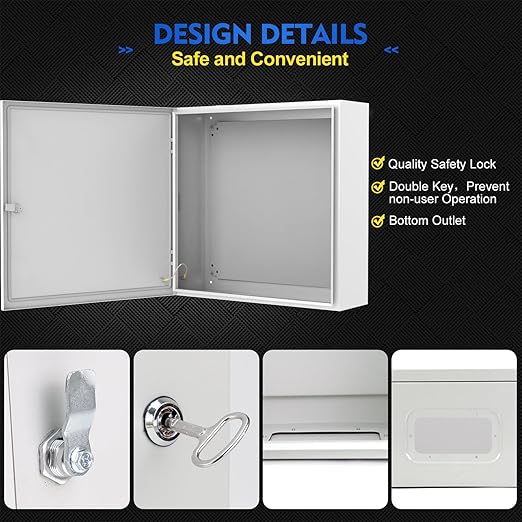 Outdoor Electrical Junction Box, 24x 24 x 8' ' NEMA 4X Enclosure Box, Wall Mounted IP66 Waterproof & Dustproof Lockable Metal Junction Box
