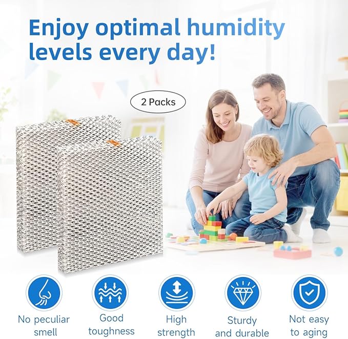 A04-1725-052 Humidifier Pad Evaporator Compatible with Skuttle A04-1725-052 Model 2000 White-Rodgers HFT2100 HFT2700 and Goodman HUM-1725052 HUM-SFTBP Replacement Filter Hard Wick 2 Packs