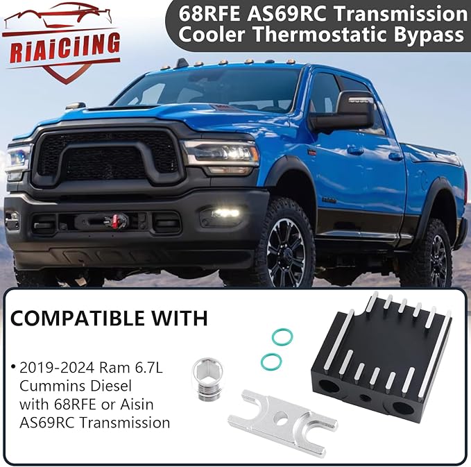 Thermal Bypass Valve Upgrade with Billet Filter Coupler Fit for 2019-2024 Ram 6.7L Cummins Diesel with 68RFE or Aisin AS69RC Transmission