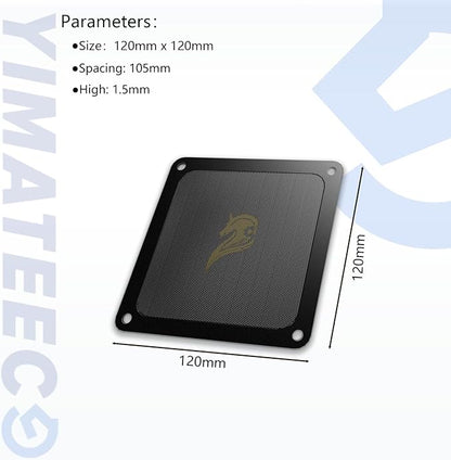 120mm Fan Filter PC Dust Filter Computer Fan Grills Dust Mesh Magnetic Frame PC Case Cover Dustproof PVC 50 Mesh(PVC, Gentleman Aesthetic, 120 * 120mm, 5pcs, Black)