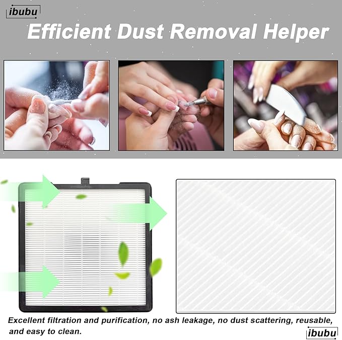 Nail Dust Collector Replacement Filters,3 Pack Nail Tech Dust Collector Filter Square for Electric Nail Dust Collector Machine Manicure Store