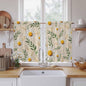 Spring Daisy Kitchen Curtains, Country Watercolor Flower Leaf Plant Light Filtering Window Curtain Panels, 2Pcs Rod Pocket Window Treatments Set for Study Room Bathroom Bedroom 52x54 Inches