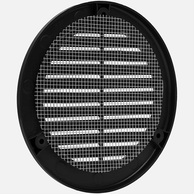 Vent Systems 4" Inch (Opening Dimensions) - Pack of 100 - Black Soffit Vent Cover - Plastic Round Air Vent Grille - Built-in Mesh Screen - HVAC Register Louver for Bathroom, Home, Kitchen