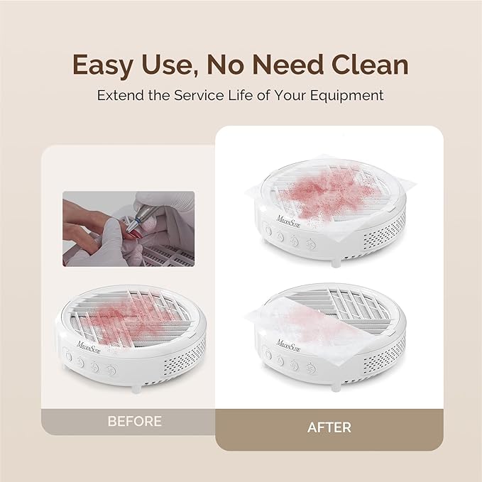 MelodySusie 200 Sheets Nail Dust Collector Filter Paper, Disposable Dust Vacuum Filter with 6pcs Sticky Back Hook for Most Nail Dust Fan Extractor Machine, Nail Tech Supplies for Salon & Home