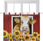 Cows Sunflowers Kitchen Curtains 45 Inch Length, Short Cafe Window Curtains Tab Top, Spring Floral Bees Farmhouse Barn Light Filtering Window Treatments Tier Drapes 27.5"x45" 2 Panel
