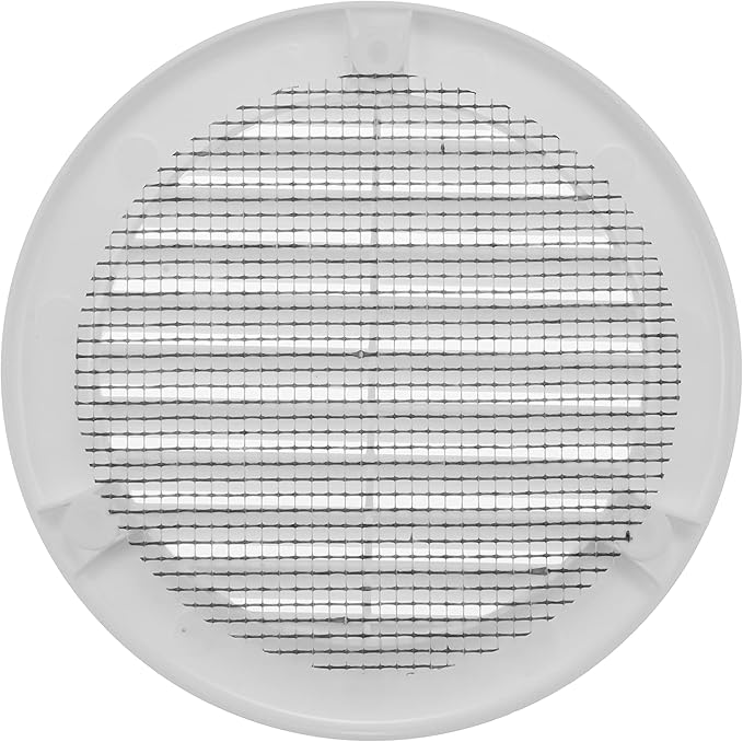 Vent Systems 4" Inch (Opening Dimensions) - Pack of 10 - White Soffit Vent Cover - Plastic Round Air Vent Grille - Built-in Mesh Screen - HVAC Register Louver for Bathroom, Home, Kitchen