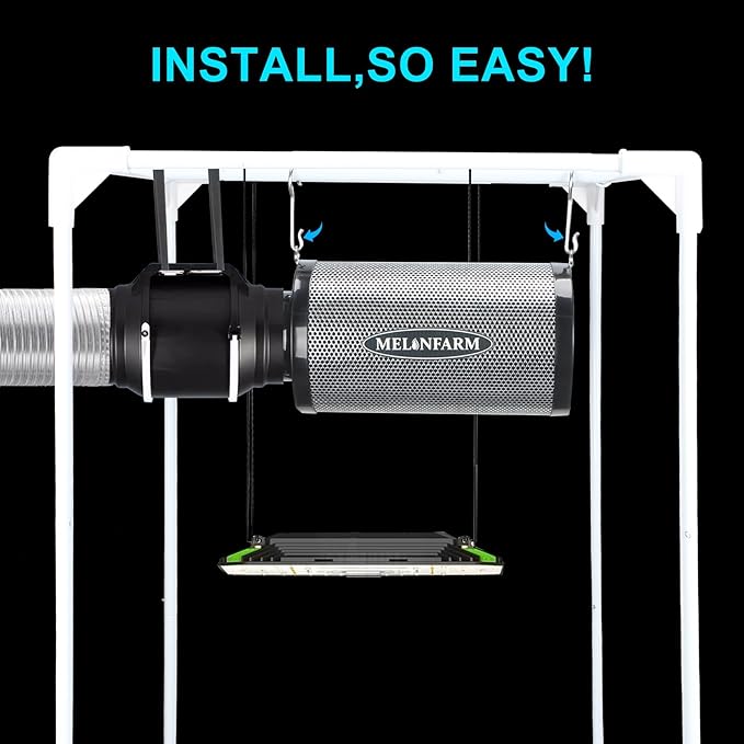 MELONFARM 4 Inch Air Carbon Filter Smelliness Control with Australia Virgin Charcoal, Odor Removal Carbon Filter for Grow Tent, Inline Fan, Hydroponics, Pre-Filter Included, Insulated Flange 4" x 11"