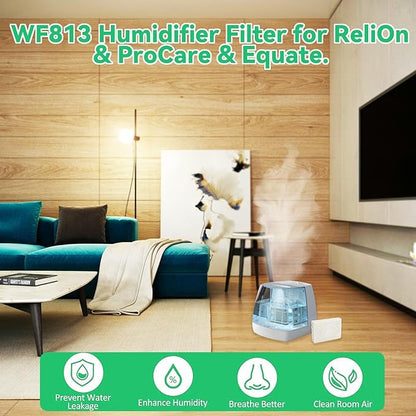 kakofaci 4 Pack WF813 Humidifier Filters Replacement Compatible with Equate EQWF813 PCWF813 Relion RCM832 RCM-832N Protec RWF813 EQ-2119-UL PCCM-832N Cool Mist Humidifiers Wick Filter