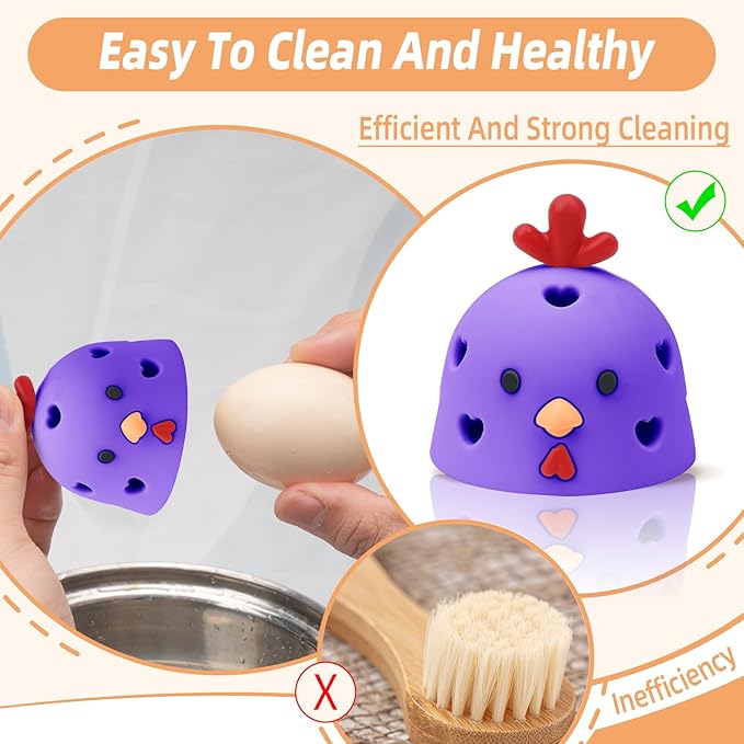 Silicone Egg Brush Cleaner, Egg Washer for Fresh Eggs, Egg Cleaner for Fresh Eggs, Egg Scrubber for Fresh Eggs, Reusable Cleaning Tools for Egg Washer (Purple)