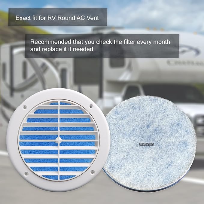 RV Air Conditioner Filter - RV 5.25" Round Air Duct AC Filter Replacement MERV 8 Air Filter (8 Pack)