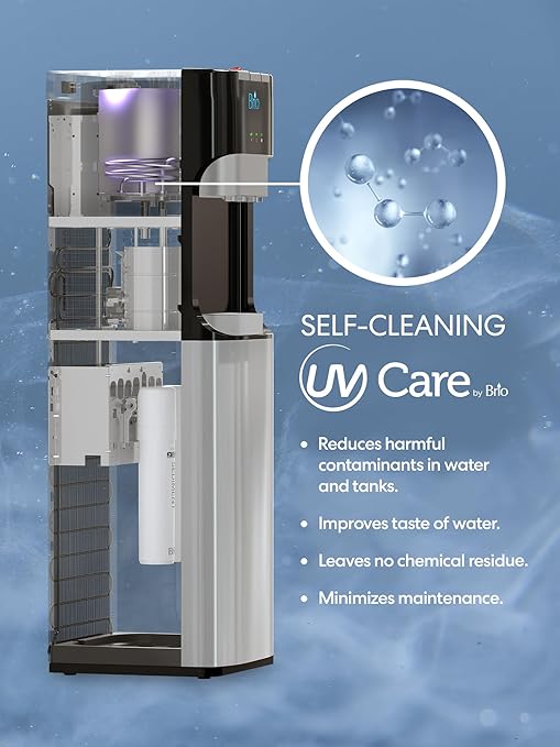 Brio 400 Series Self-Cleaning UV Bottleless Water Cooler Dispenser - with 2-Stage Water Filter and Installation Kit, Tri Temp Dispense, Child Safety Lock - UL Approved