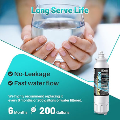 ICEPURE PLUS RWF3500AH NSF/ANSI 53 NSF/ANSI 42 Certified Refrigerator Water Filter Replacement for LG LT800P, ADQ73613401, ADQ73613408, ADQ75795104, LMXS30776S, LSXS26366D, Kenmore 9490, 3PACK