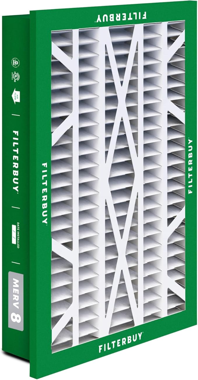 Filterbuy 16x25x5 Air Filter MERV 8 Essential Dust & Allergy Defense (4-Pack), Electrostatic Pleated HVAC AC Furnace Filters for Honeywell Return Grille (Actual Size: 14.38 x 23.38 x 3.69)