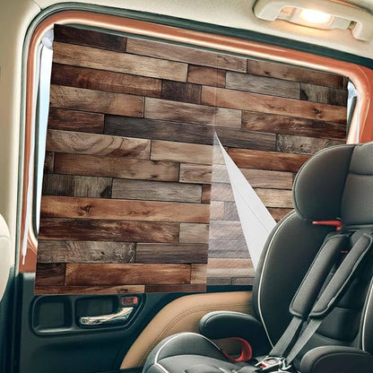 Western Barn Door Magnetic Double Layer Car Window Shades,Side Window Curtains for Blackout/Breathable Mesh View,Vintage Farmhouses Wooden Door Brown Heat Protection Privacy Sun Shades 26x20in 2pcs