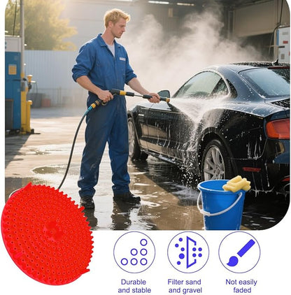 2PCS Car Wash Bucket Grit Trap Insert, 10.2" Vehicle Detailing Washing Filters for Dirt & Debris Trapping, Auto Collecting Sediment Cleaning Tool, Universal for SUV Sedan Truck (Red)