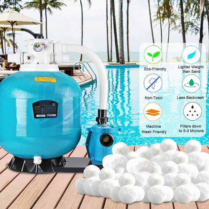 3.1 Lbs Pool Filter Balls Eco-Friendly Fiber Filter Media for Swimming Pool Aquarium Fish Tanks Filters Alternative to Sand(Equivalent to 110 Lbs Pool Filter Sand)