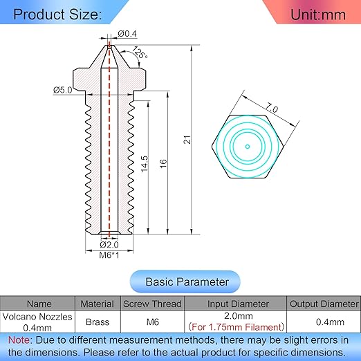 12Pcs Volcano Nozzles 0.4mm, Vyper Nozzles M6 Thread Hotend Extruder Volcano Nozzle Compatible for Artillery Genius, Sidewinder X1, X2, Anycubic Vyper, Anycubic Kobra Plus, Kobra Max 1.75mm Filament,