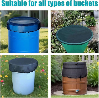 4 Pcs Rain Barrel Mesh Cover, 31.5 inch Water Collection Bucket Net with Adjustable Drawstring, Filter Screen for Outdoor Garden Rain Barrel Accessories, Prevent Fallen Leaves From Entering The Bucket