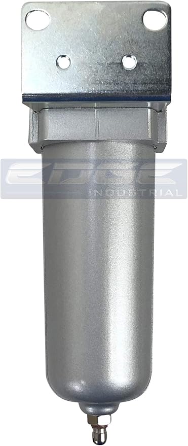 HEAVY DUTY INDUSTRIAL RATED HIGH FLOW PARTICULATE FILTER, IN-LINE WATER TRAP FOR COMPRESSED AIR LINE SYSTEMS, 5 MICRON WITH METAL BOWL (1/2" NPT, 5oz)