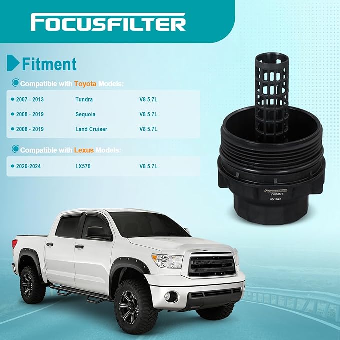 FOCUSFILTER 15620-0S010 OEM Grade Oil Filter Housing Cap, for Toyota Tundra 5.7L V8 2007-2013, Sequoia 5.7L V8 2008-2019, Land Cruiser, Lexus LX570 2007-2019, Replaces 15620-38010, 917-016