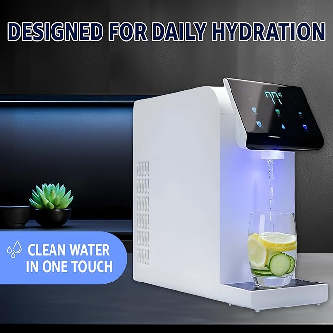 Ultra Instant Hot & Cold Water Dispenser - Bottleless Water Dispenser Countertop, Full Installation Kit, Quiet Multi-Stage Filtration + UV Sterilization - White
