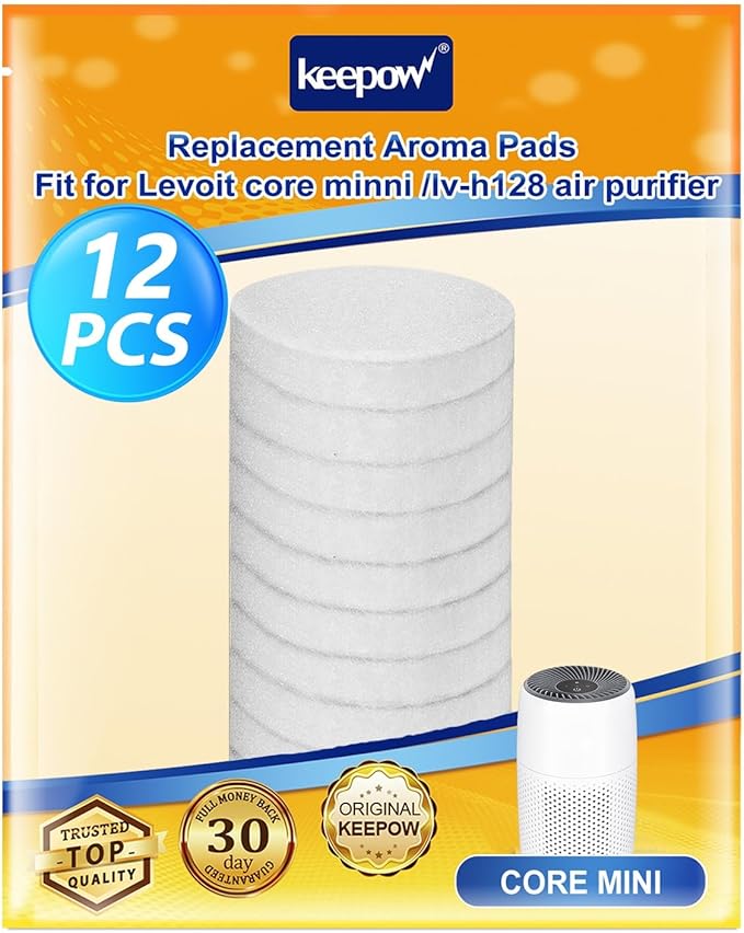 KEEPOW 12 Pack Aroma Pads Refills Compatible with LEVOIT Core Mini/LV-H128 Air Purifier, Essential Oil Pads Replacement Aromatherapy Refill Pads
