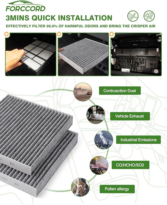 Cabin & Engine Air Filter Fits for Highlander 3.5L/2.7L Gas Only (2014-2019), Sienna 3.5L/2.7L Gas (2011-2020), Camry V6 3.5L Gas Only (2012-2017) Replace#CF10285 CA10755 Car Accessories