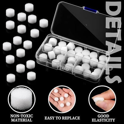 20 Pcs Replacement Air Filter Sponge for Compressor Foam Filters Round White Replacement Sponges with Portable Storage Box for Compressor System Accessories Cool Mist Device Inhaler