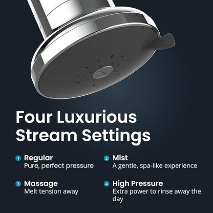 AquaTru Shower - High Pressure Shower Filter Removes Impurities from Hard Water to Support Healthy Skin, Scalp, Hair, Reduce Breakage, and Enhance Your Beauty and Self-Care Routine (Polished Chrome)