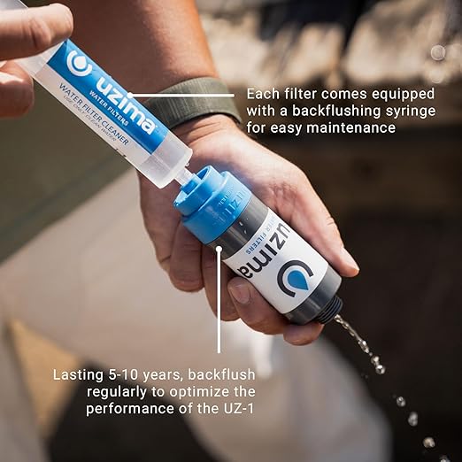 Uzima UZ-1 Water Filter Cartridge Replacement | Gravity Water Filter for UZ-2, UZ-BP, D-Prep | 0.1 Micron Standalone Purifier for Emergency, Survival, Camping, Bug Out Bag