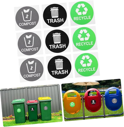 9pcs Trash Can Stickers for Waste Sorting Self-Adhesive Garbage Classification Labels for Recycling