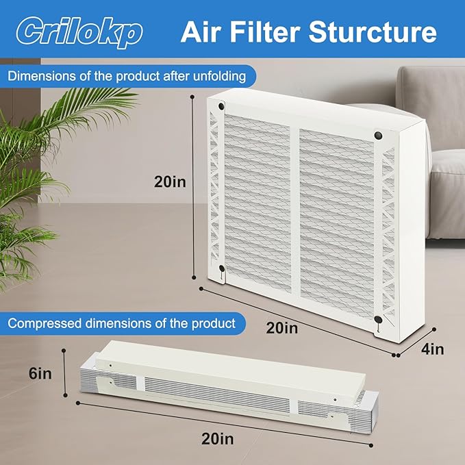 2 Pack 310 Replacement Filter Compatible with AprilAire Whole House Air Purifiers Model 1310 2310 3310 4300, Size:20x20x4(19.5" x 19.5" x 3.77") MERV 11 Pleated HVAC AC Furnace Filter