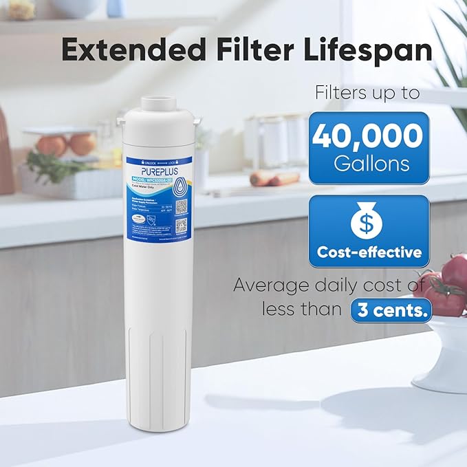 PUREPLUS WFC5300A-20 Under Sink Water Filter, 40,000 Gallons Capacity, 99.99% Chlorine Reduction, NSF/ANSI Certified, Replacement for WFS5300A-20 Under Counter Water Filtration System