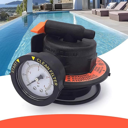 DEX2420MAR2 Air Relief Valve for Hayward DE Cartridge Sand Filters | Compatible with Pro Grid, SwimClear, DEX2400S, DEX2420, with Gauge & O-Ring